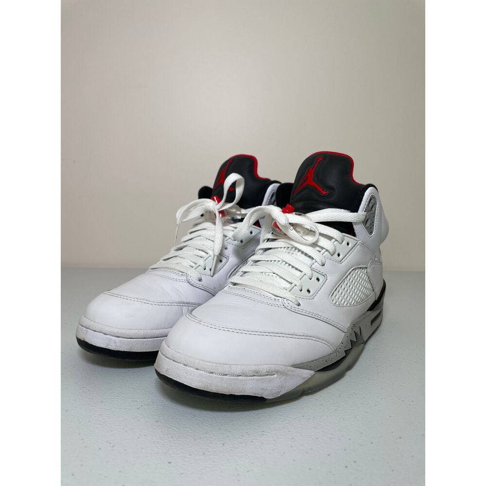 Nike Air Jordan 5 Retro White Fire Red Black Size 10 - 136027 104
